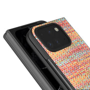 For Google Pixel 9 Pro Fold Black Frame Color Lattice Texture PU Phone Case(Tangerine)