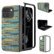 For Google Pixel 9 Pro Fold Black Frame Color Lattice Texture PU Phone Case(Gold) - Google Cases by PMC TechLife | Online Shopping South Africa | PMC TechLife | Buy Now Pay Later Mobicred