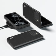 For Google Pixel 9 Pro Fold ABEEL Genuine Leather Wave Black Edge Phone Case(Black)