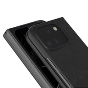 For Google Pixel 9 Pro Fold ABEEL Genuine Leather Wave Black Edge Phone Case(Black)