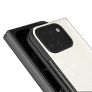 For Google Pixel 9 Pro Fold ABEEL Genuine Leather Wave Black Edge Phone Case(Grey)
