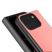For Google Pixel 9 Pro Fold ABEEL Genuine Leather Wave Black Edge Phone Case(Pink)