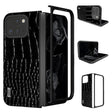 For Google Pixel 9 Pro Fold ABEEL Genuine Leather Crocodile Pattern Black Edge Phone Case(Black) - Google Cases by PMC TechLife | Online Shopping South Africa | PMC TechLife | Buy Now Pay Later Mobicred