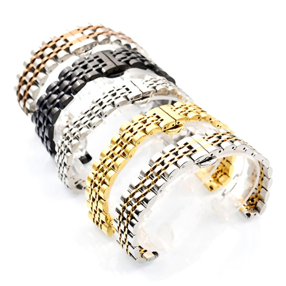 For Garmin Lily 2 Seven-beads 14mm Stainless Steel Watch Band(Silver Gold)