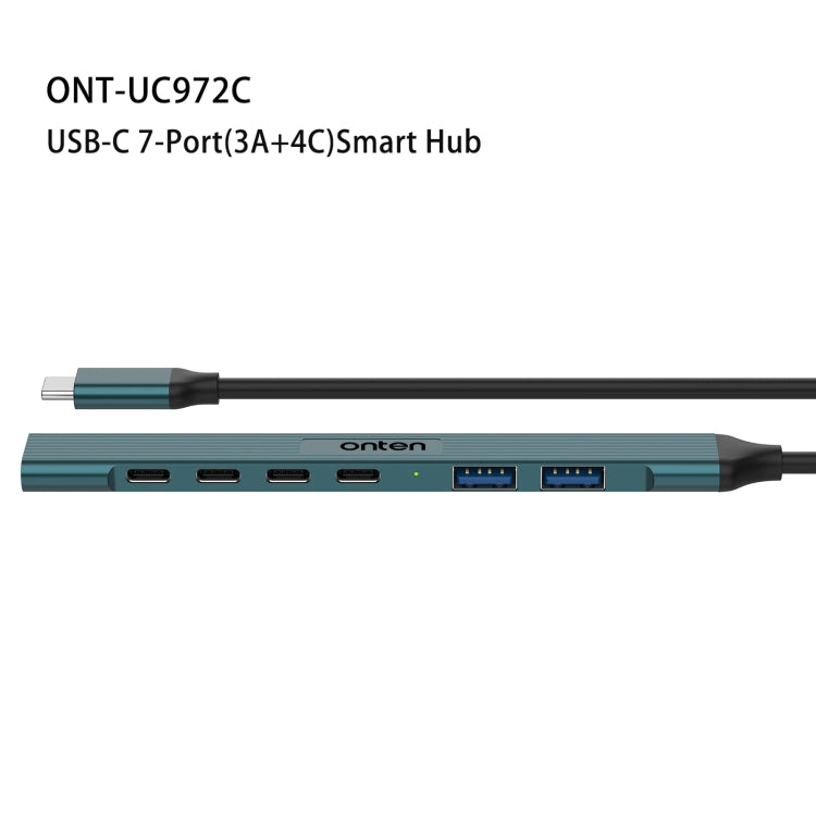 Onten UC972C 7 in 1 USB-C / Type-C to USB3.0 + USB2.0x2 + Type-Cx4 HUB Docking Station(Pine Green)