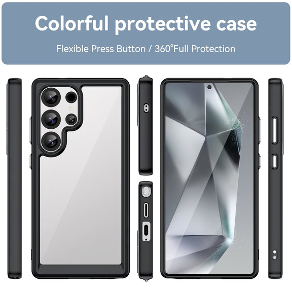 For Samsung Galaxy S25 Ultra 5G Colorful Series Acrylic Hybrid TPU Phone Case(Black)