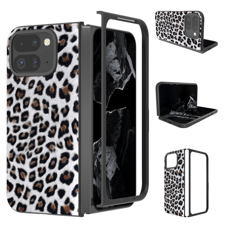 For Google Pixel 9 Pro Fold Black Frame Leopard Full Coverage Phone Case(Silver Leopard)