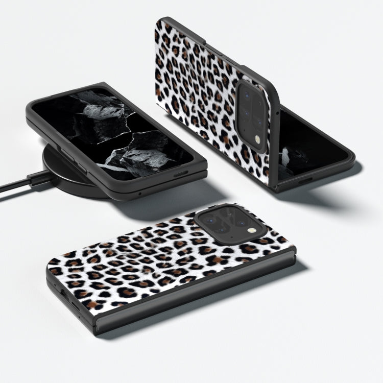 For Google Pixel 9 Pro Fold Black Frame Leopard Full Coverage Phone Case(Silver Leopard)
