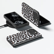 For Google Pixel 9 Pro Fold Black Frame Leopard Full Coverage Phone Case(Silver Leopard)