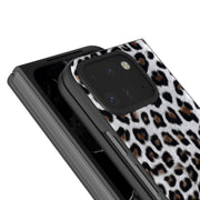 For Google Pixel 9 Pro Fold Black Frame Leopard Full Coverage Phone Case(Silver Leopard)