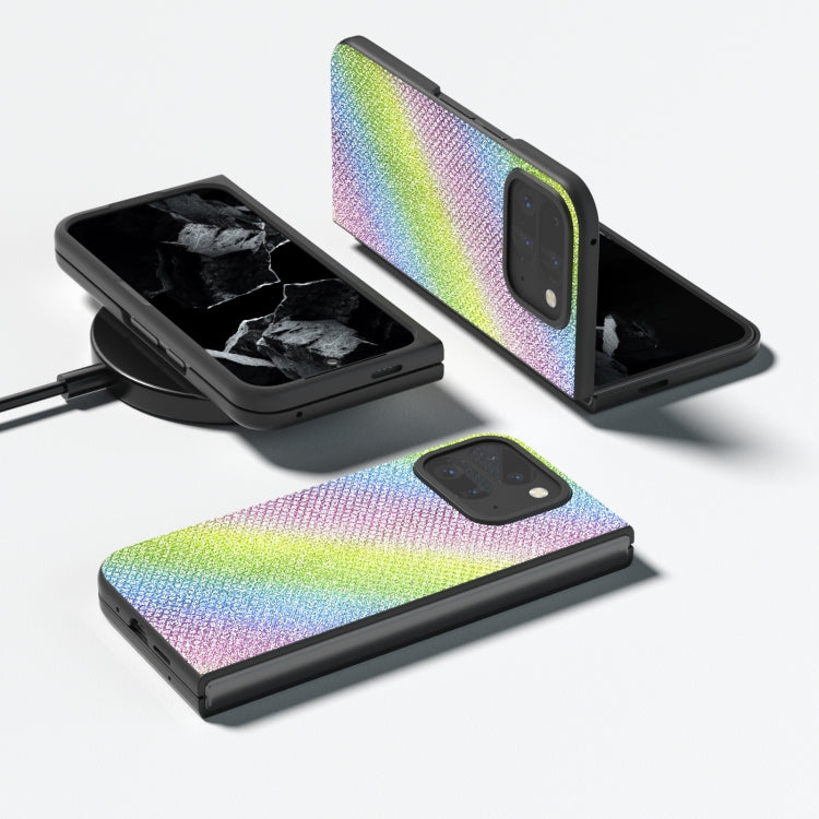 For Google Pixel 9 Pro Fold Diamond Frame Edge Full Coverage Phone Case(Rainbow Diamond)