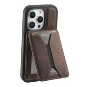 For iPhone 15 Pro Max Denior D17 Skin Feel MagSafe Detachable Card Slot Phone Case(Brown)