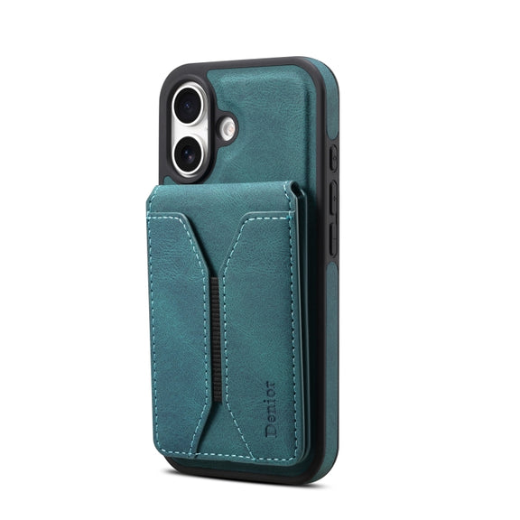 For iPhone 16 Denior D17 Skin Feel MagSafe Detachable Card Slot Phone Case(Blue)