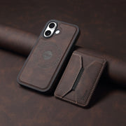 For iPhone 16 Denior D17 Skin Feel MagSafe Detachable Card Slot Phone Case(Brown)