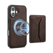 For iPhone 16 Denior D17 Skin Feel MagSafe Detachable Card Slot Phone Case(Brown)