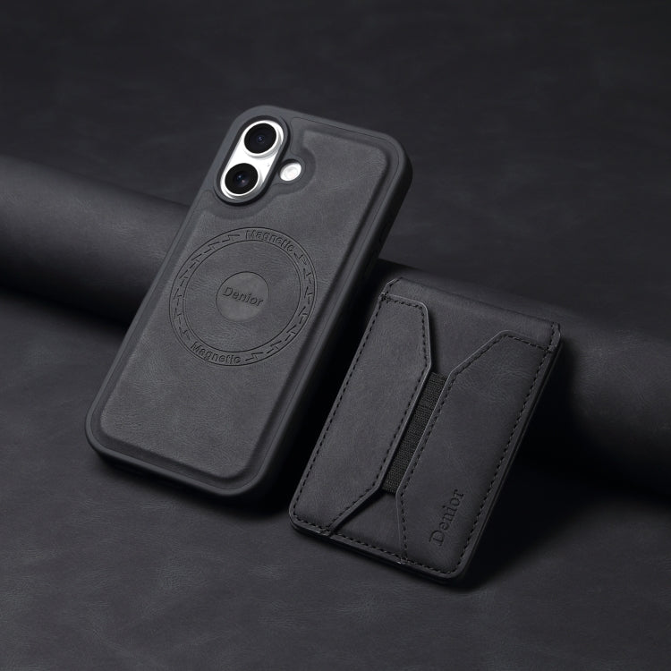 For iPhone 16 Denior D17 Skin Feel MagSafe Detachable Card Slot Phone Case(Black)