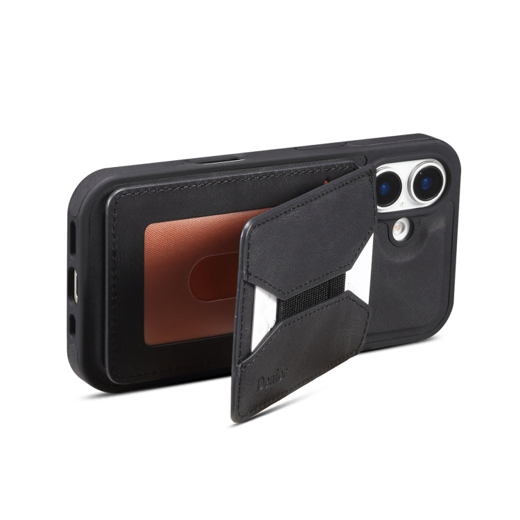 For iPhone 16 Denior D17 Skin Feel MagSafe Detachable Card Slot Phone Case(Black)