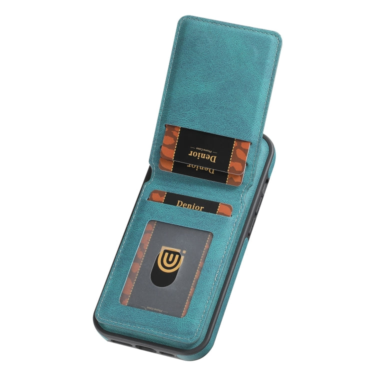 For iPhone 16 Plus Denior D17 Skin Feel MagSafe Detachable Card Slot Phone Case(Blue)