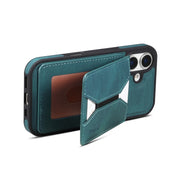 For iPhone 16 Plus Denior D17 Skin Feel MagSafe Detachable Card Slot Phone Case(Blue)