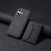 For iPhone 16 Plus Denior D17 Skin Feel MagSafe Detachable Card Slot Phone Case(Black)