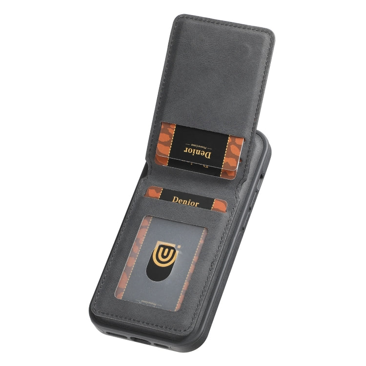 For iPhone 16 Plus Denior D17 Skin Feel MagSafe Detachable Card Slot Phone Case(Black)