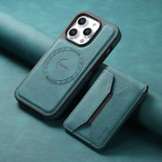 For iPhone 16 Pro Denior D17 Skin Feel MagSafe Detachable Card Slot Phone Case(Blue)