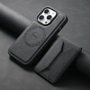 For iPhone 16 Pro Denior D17 Skin Feel MagSafe Detachable Card Slot Phone Case(Black)