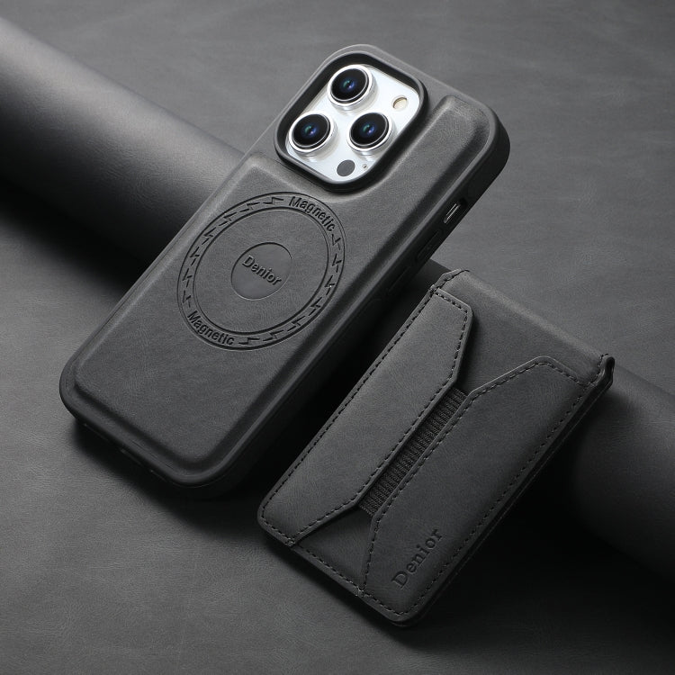For iPhone 16 Pro Denior D17 Skin Feel MagSafe Detachable Card Slot Phone Case(Black)