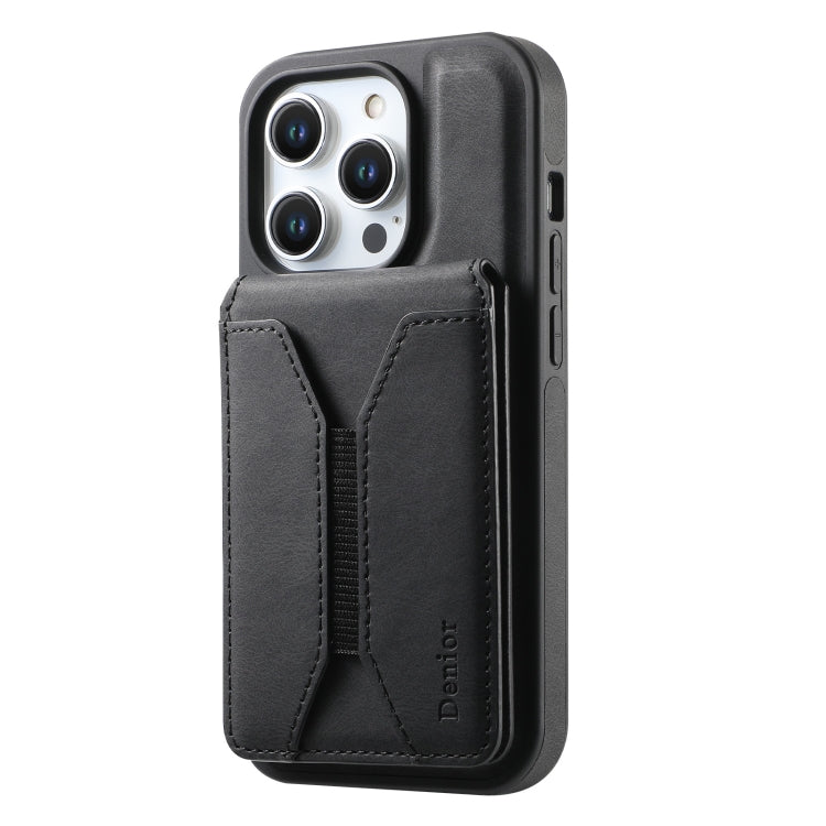 For iPhone 16 Pro Denior D17 Skin Feel MagSafe Detachable Card Slot Phone Case(Black)