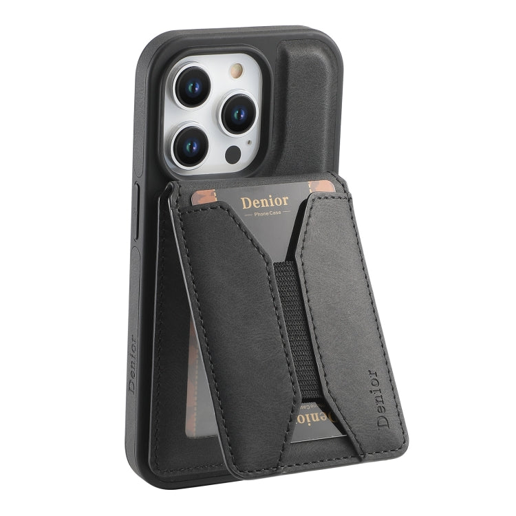 For iPhone 16 Pro Denior D17 Skin Feel MagSafe Detachable Card Slot Phone Case(Black)