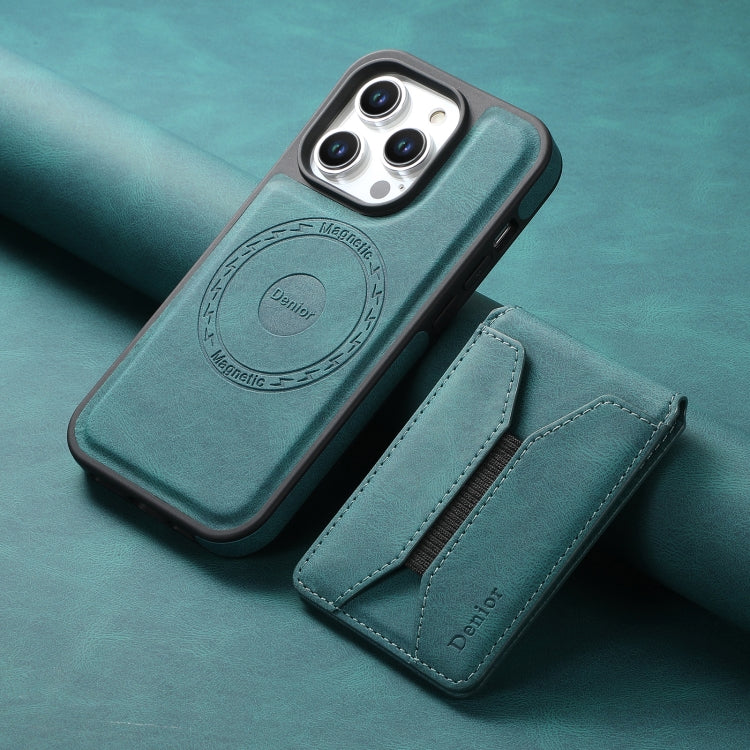For iPhone 16 Pro Max Denior D17 Skin Feel MagSafe Detachable Card Slot Phone Case(Blue)