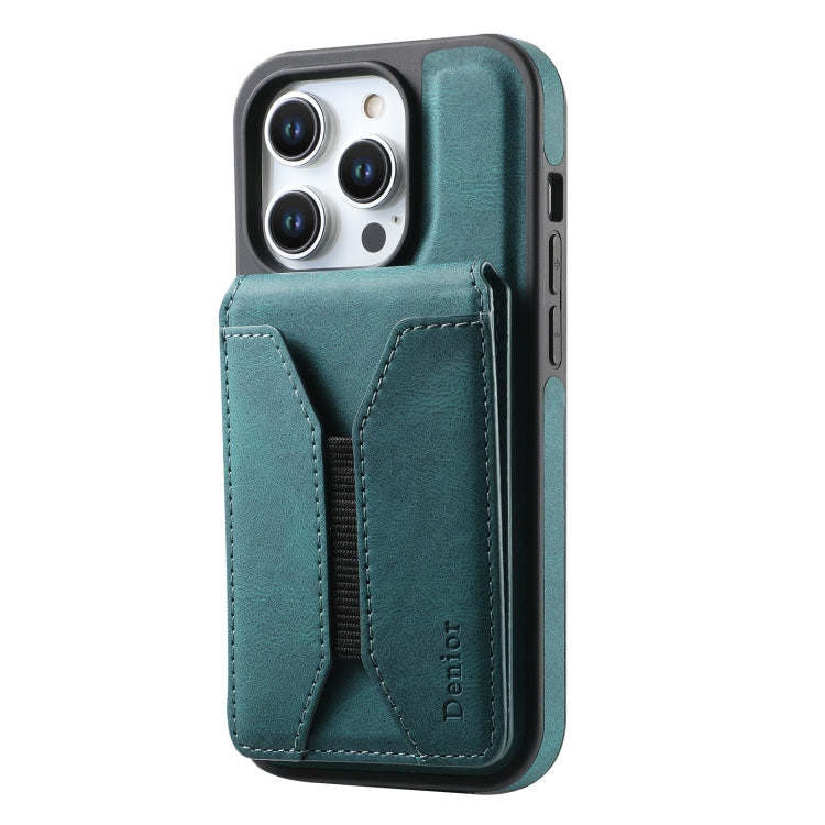 For iPhone 16 Pro Max Denior D17 Skin Feel MagSafe Detachable Card Slot Phone Case(Blue)