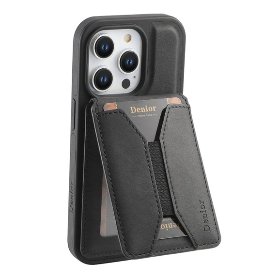 For iPhone 16 Pro Max Denior D17 Skin Feel MagSafe Detachable Card Slot Phone Case(Black)