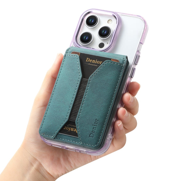 Denior V11 VV MagSafe Magnetic Phone PU Card Sleeve(Blue)