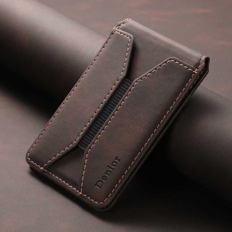 Denior V11 VV MagSafe Magnetic Phone PU Card Sleeve(Brown)
