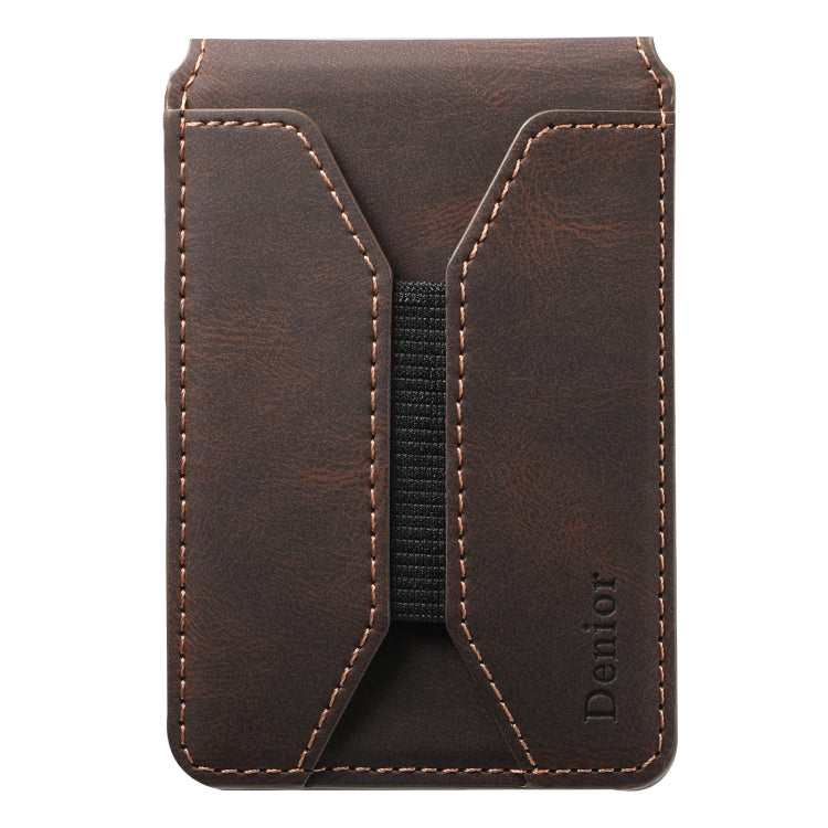 Denior V11 VV MagSafe Magnetic Phone PU Card Sleeve(Brown)