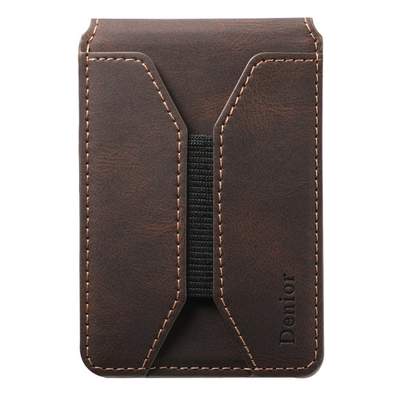 Denior V11 VV MagSafe Magnetic Phone PU Card Sleeve(Brown)