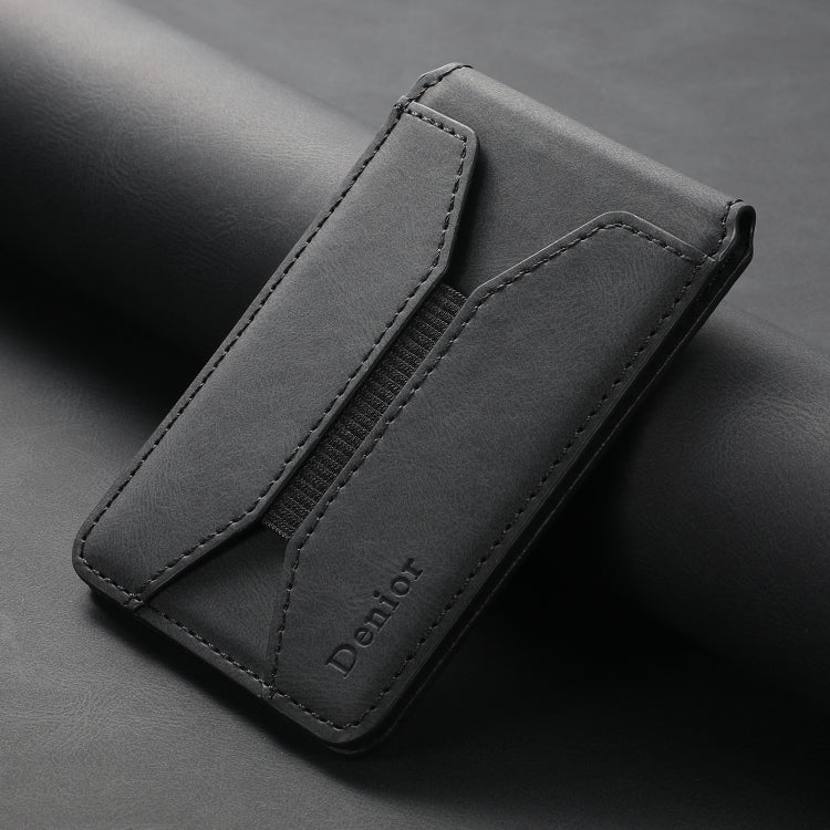 Denior V11 VV MagSafe Magnetic Phone PU Card Sleeve(Black)