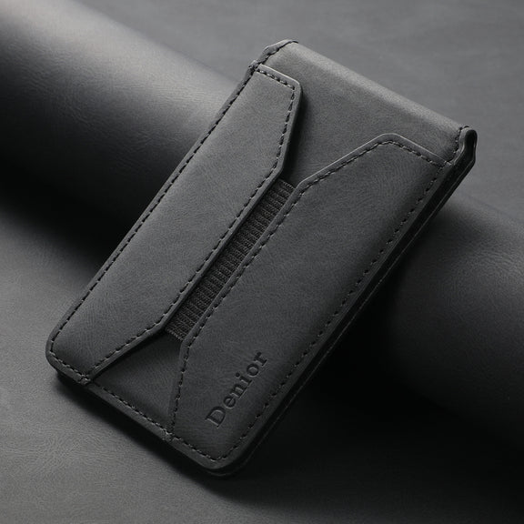 Denior V11 VV MagSafe Magnetic Phone PU Card Sleeve(Black)