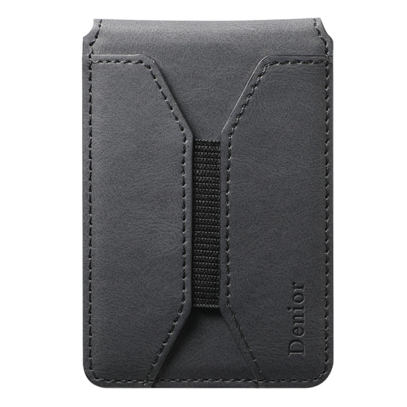 Denior V11 VV MagSafe Magnetic Phone PU Card Sleeve(Black)