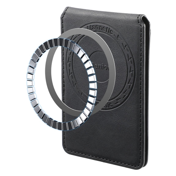 Denior V11 VV MagSafe Magnetic Phone PU Card Sleeve(Black)