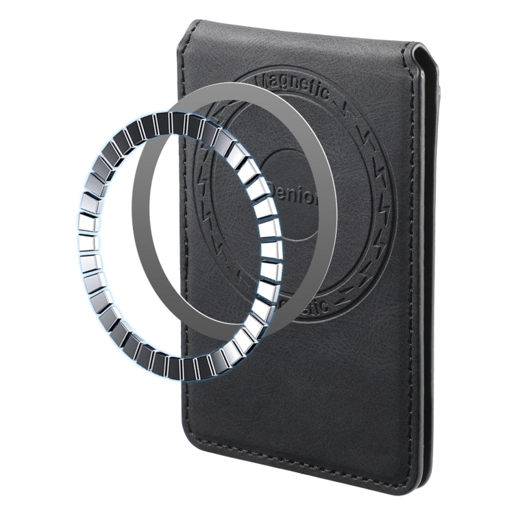 Denior V11 VV MagSafe Magnetic Phone PU Card Sleeve(Black)