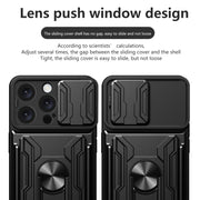 For iPhone 16 Pro Max Sliding Camshield TPU+PC Phone Case with Card Slot(Blue)