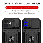 For iPhone 16 Plus Sliding Camshield TPU+PC Phone Case with Card Slot(Grey)