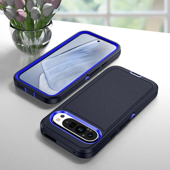 For Google Pixel 9 Pro Life Water-resistant Rugged PC + Silicone Phone Case(Dark Blue + Royal Blue)