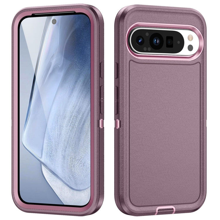 For Google Pixel 9 Pro Life Water-resistant Rugged PC + Silicone Phone Case(Purple + Pink)