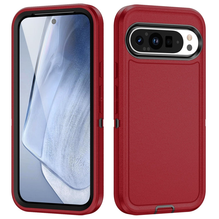 For Google Pixel 9 Life Water-resistant Rugged PC + Silicone Phone Case(Red + Black)