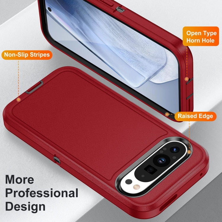 For Google Pixel 9 Life Water-resistant Rugged PC + Silicone Phone Case(Red + Black)