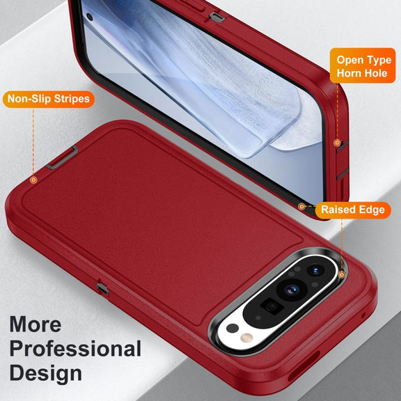 For Google Pixel 9 Life Water-resistant Rugged PC + Silicone Phone Case(Red + Black)