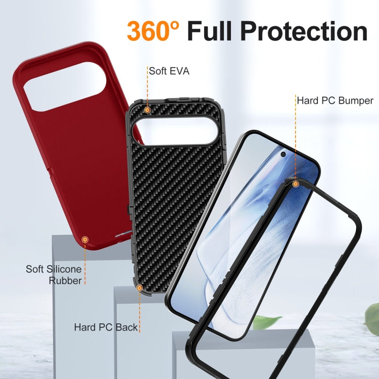 For Google Pixel 9 Life Water-resistant Rugged PC + Silicone Phone Case(Red + Black)